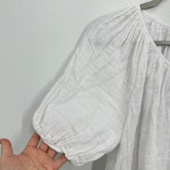 J. Crew Women's Size Small Swingy Puff Sleeve Gauzy Cotton Linen Blend Top - Picture 6 of 9